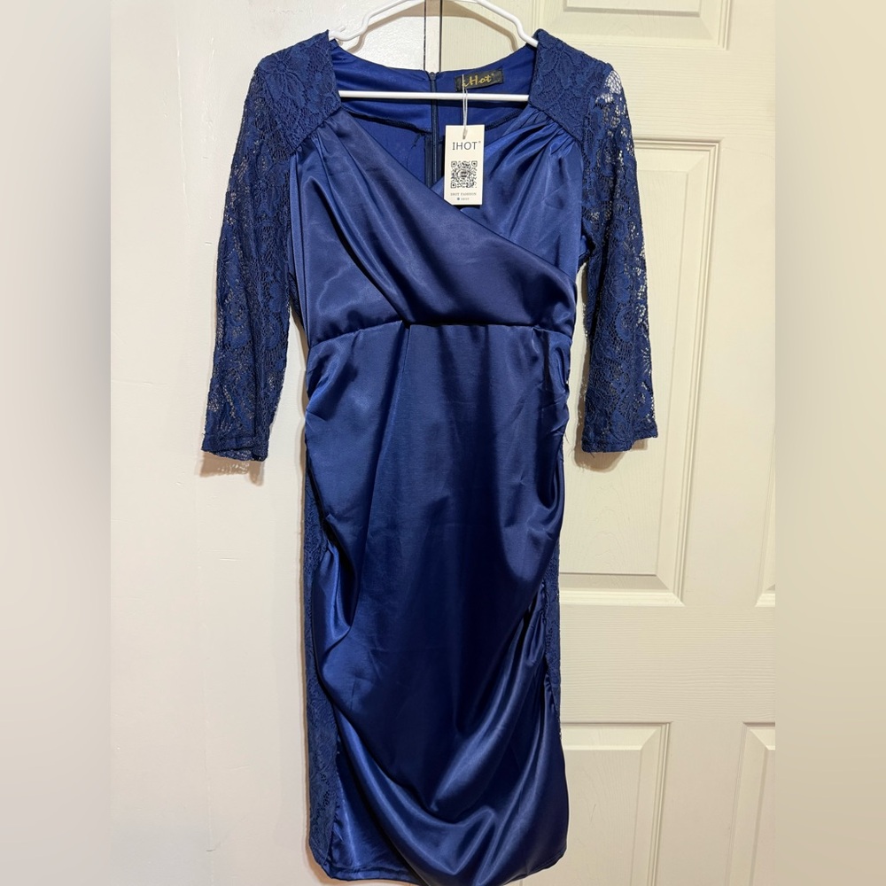 Elegant Navy Lace Dress
